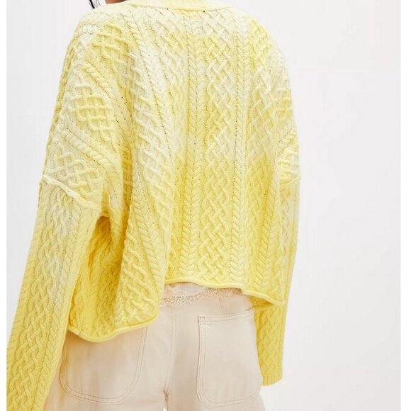 NWD Free People Washed Ashore Cardi Knit Oversized Seeking Sunshine Combo - Picture 3 of 8